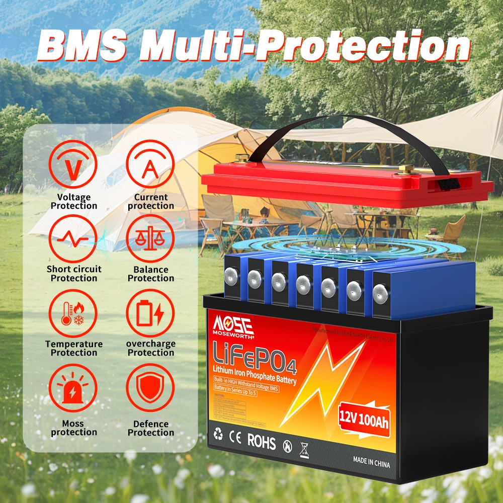 6Ah 10Ah 12Ah 20Ah 30Ah 12V 100Ah LiFePO4 Battery Pack BMS 200Ah 300Ah Lithium Iron Phosphate Rechargeable Battery Bateria