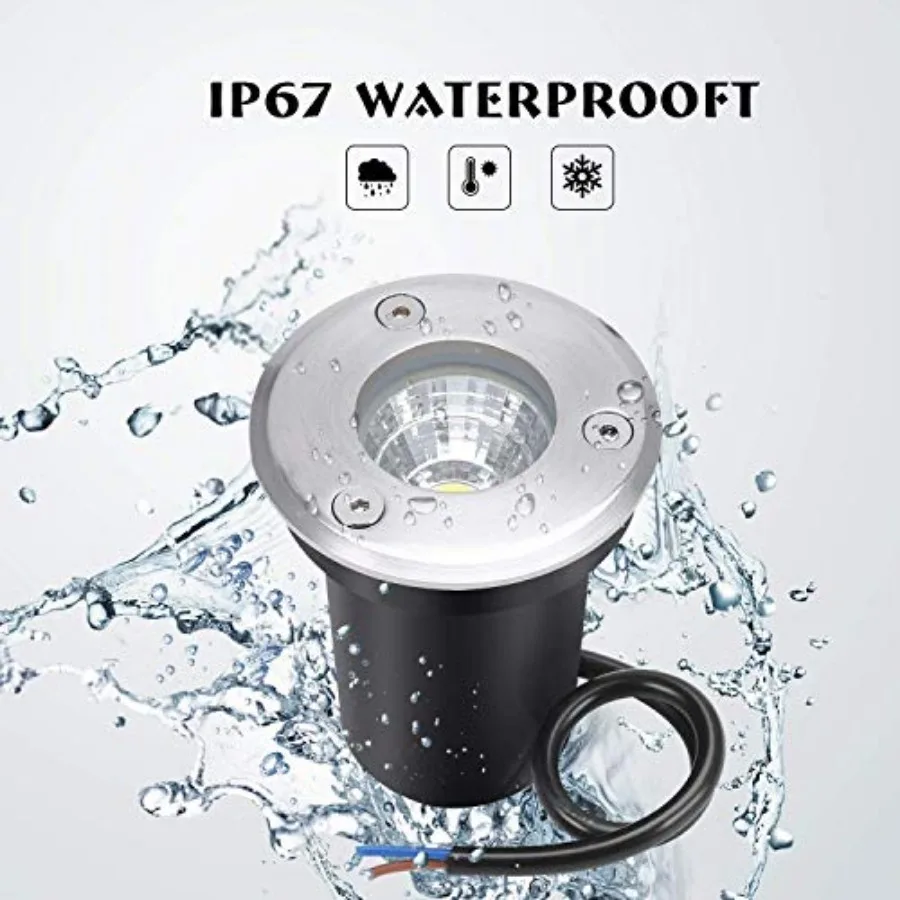 Landscape Lights - LED Well Lights with 8 Pack 6W 12V-24V IP67 Waterproof Low Voltage Landscape Lighting for Driveway Deck Step
