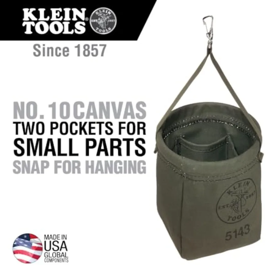 5143 Canvas Tapered-Bottom Bag with Two Interior Pockets and a Snap Clip, Made of No. 10 Canvas