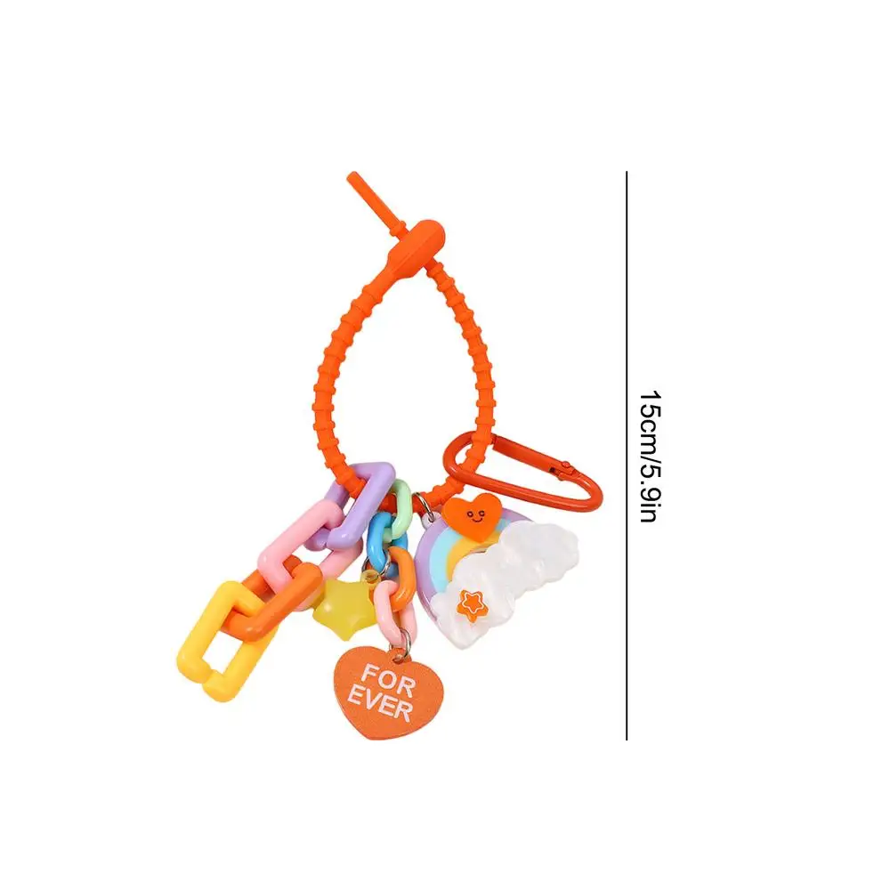 Rainbow Keychain Colorful Chain Pendant Cute Heart Star Rainbow Charm Backpack Keychains For Girls Bag Backpack Pendant Keychain