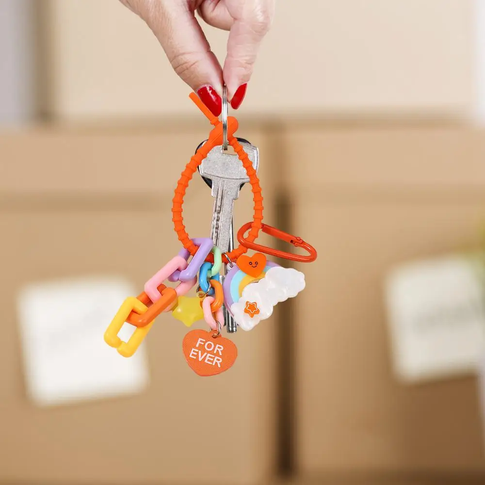 Rainbow Keychain Colorful Chain Pendant Cute Heart Star Rainbow Charm Backpack Keychains For Girls Bag Backpack Pendant Keychain