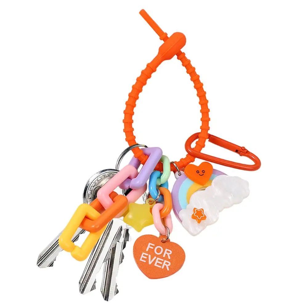 Rainbow Keychain Colorful Chain Pendant Cute Heart Star Rainbow Charm Backpack Keychains For Girls Bag Backpack Pendant Keychain