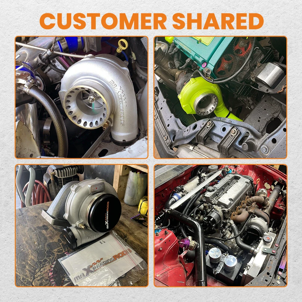 maXpeedingrods GT35 GT3582 Universal Turbo Turbocharger T3 4 Bolts W/ Oil Fuel Lines 600+HP