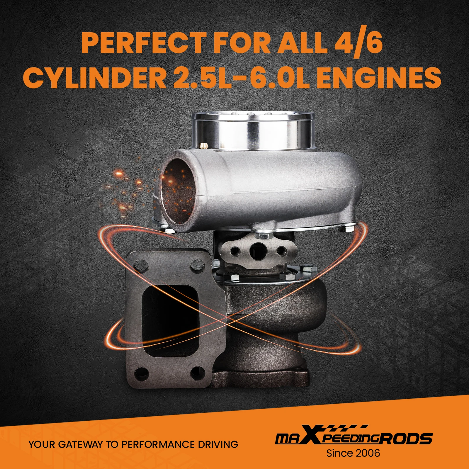 maXpeedingrods GT35 GT3582 Universal Turbo Turbocharger T3 4 Bolts W/ Oil Fuel Lines 600+HP