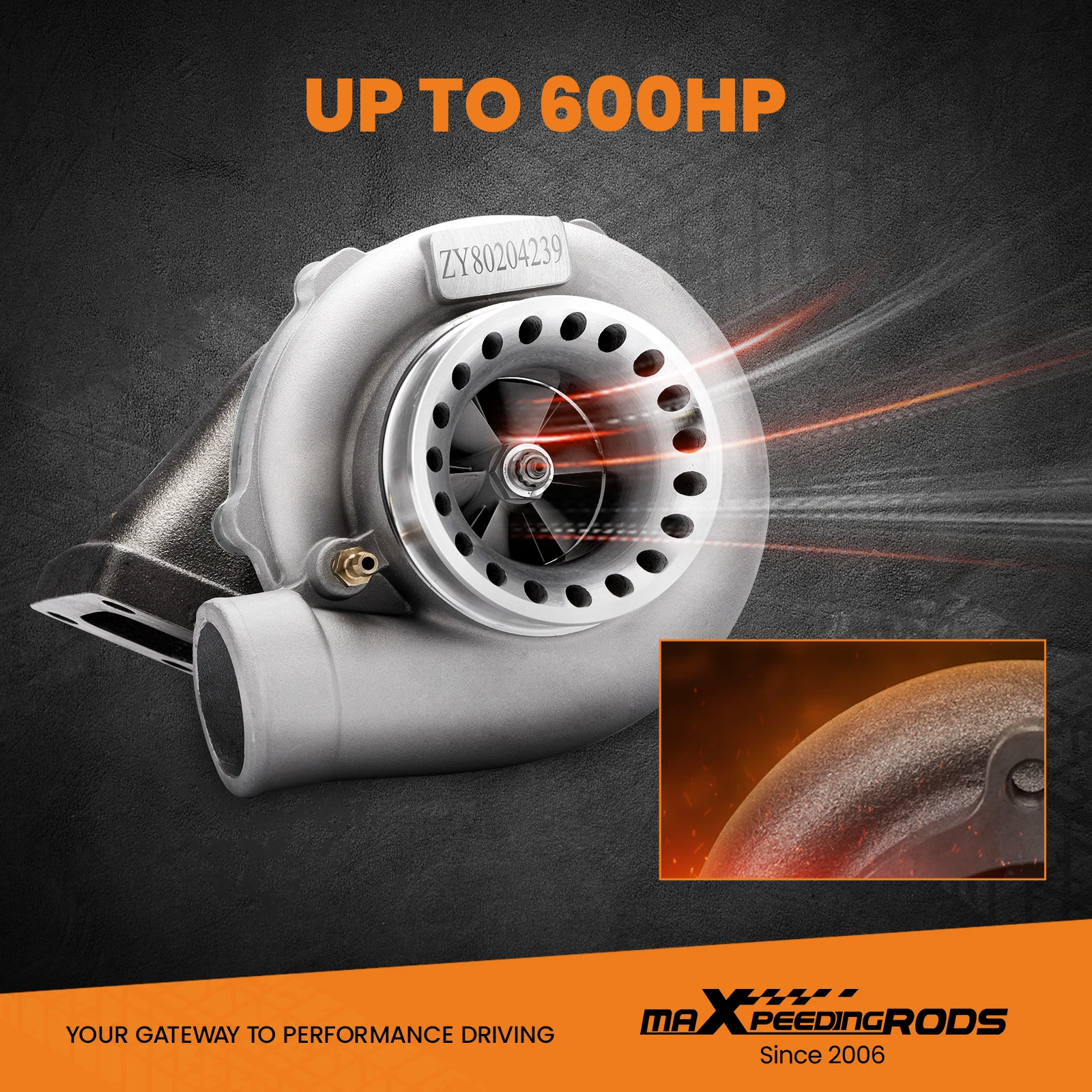 maXpeedingrods GT35 GT3582 Universal Turbo Turbocharger T3 4 Bolts W/ Oil Fuel Lines 600+HP