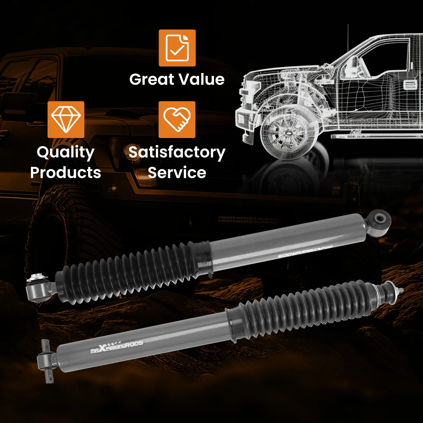 4PCS Front Rear Shock Absorbers For Jeep Grand Cherokee 1999-2004 Lifted 0-3"