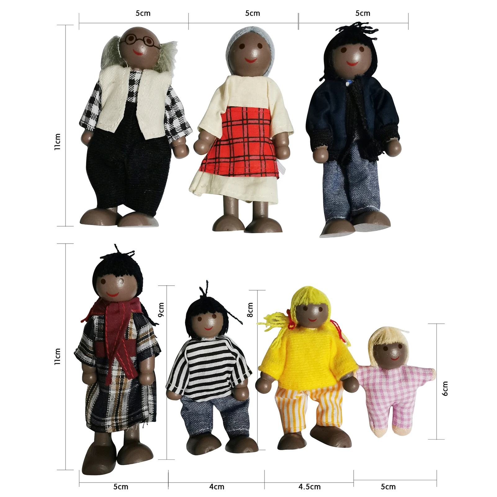 1 Set Wooden Doll African Family People Wood Puppets Dolls Kid Pretand Play Toys Eye-Hand Coordination Infantis Play Toy