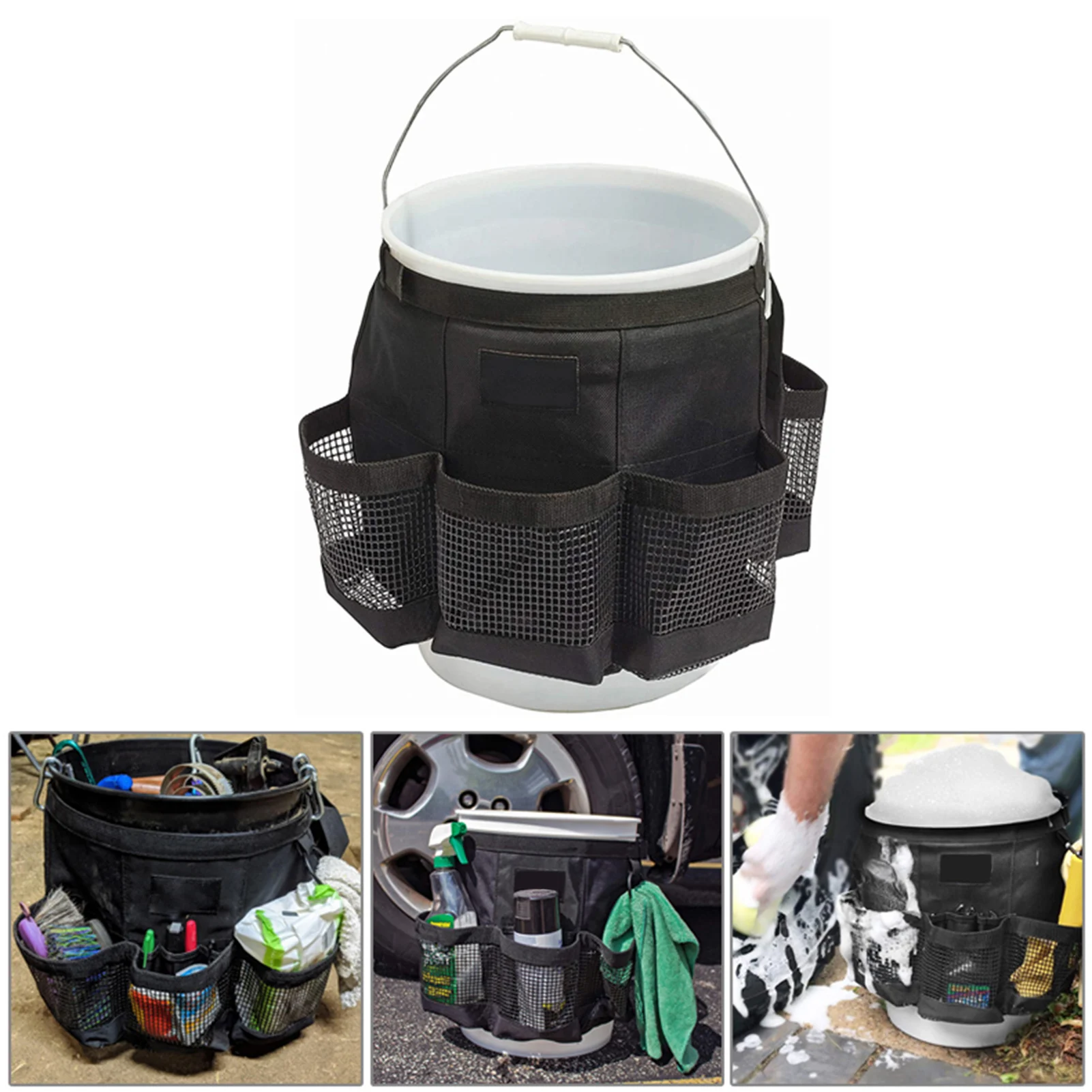 5 Gallon Car Storage Bucket Organizer Vehicle Hanging Wash Tool Storage Bag Pouch Multifuntion Outdoor Fishing Buckets