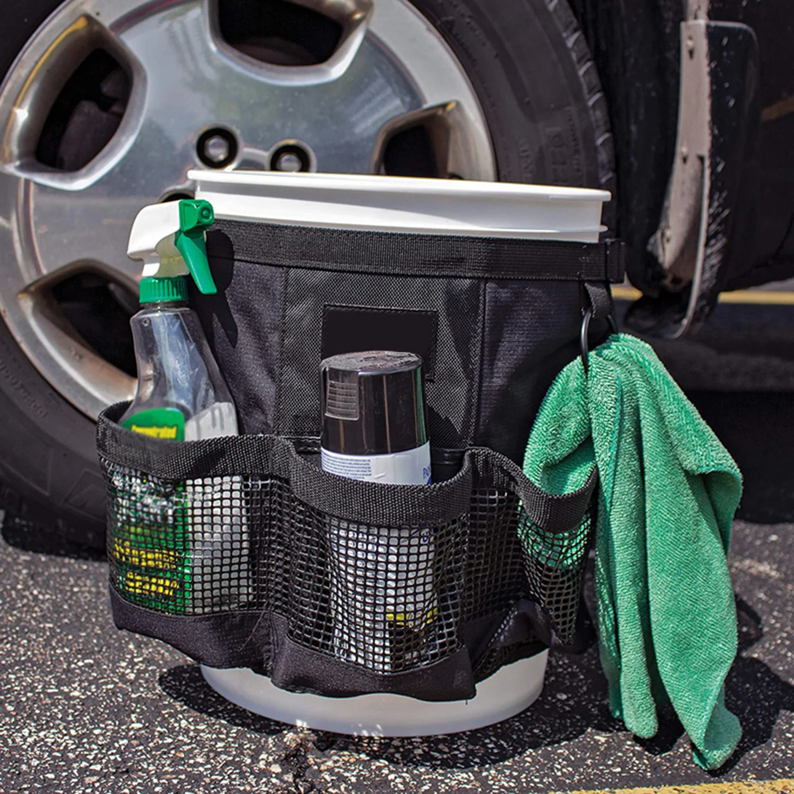 5 Gallon Car Storage Bucket Organizer Vehicle Hanging Wash Tool Storage Bag Pouch Multifuntion Outdoor Fishing Buckets