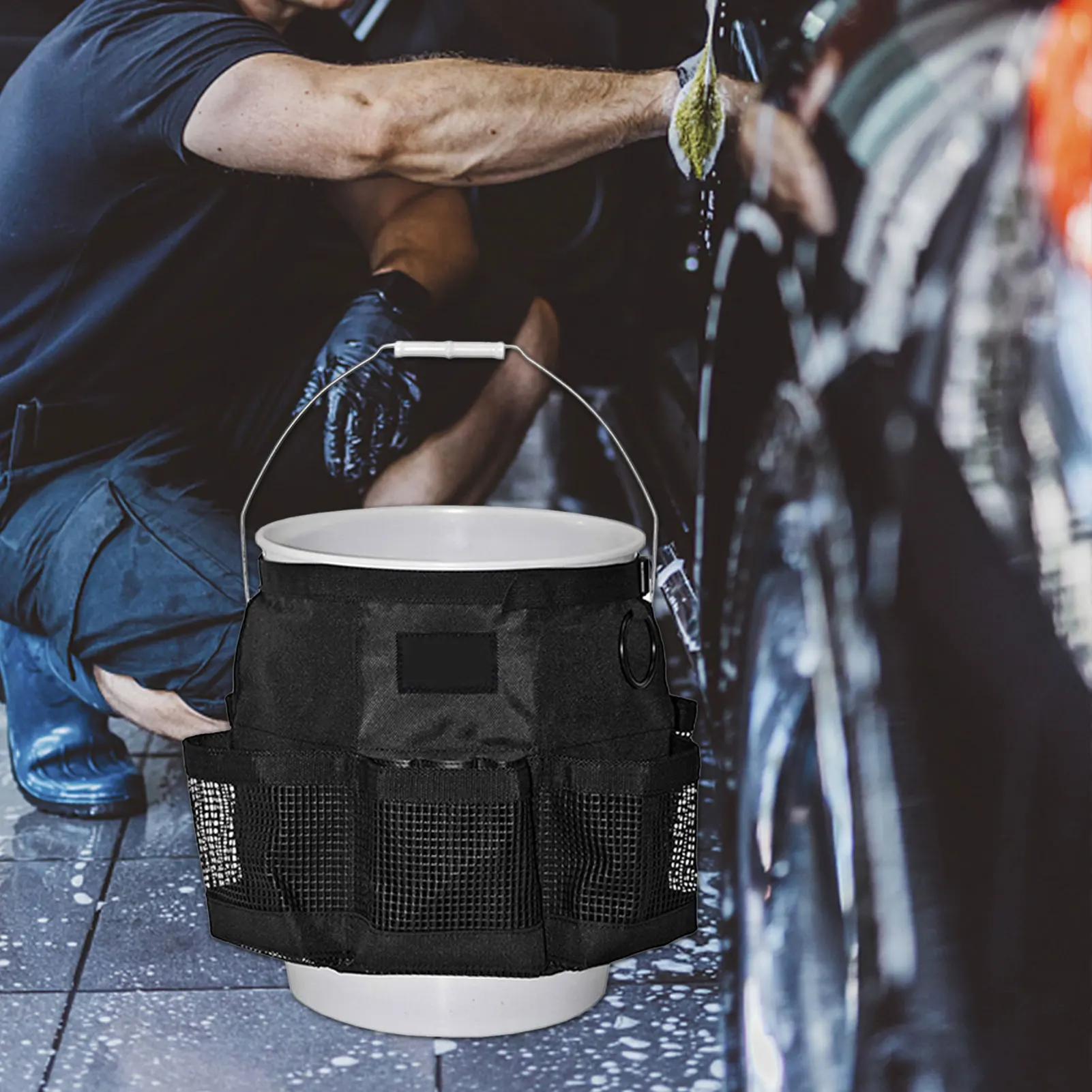 5 Gallon Car Storage Bucket Organizer Vehicle Hanging Wash Tool Storage Bag Pouch Multifuntion Outdoor Fishing Buckets
