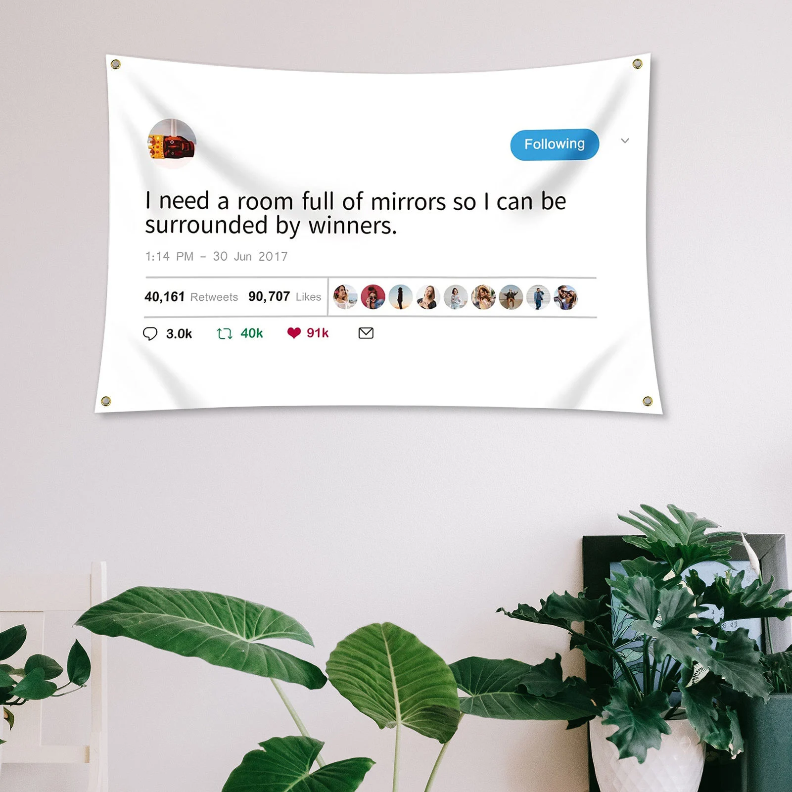 KanyeWest Rapper Funny Mirrors Tweet Flag - I Need A Room Full Of Mirrors So I Can Be Surrounded By Winners 3x5 Feet /90x150cm