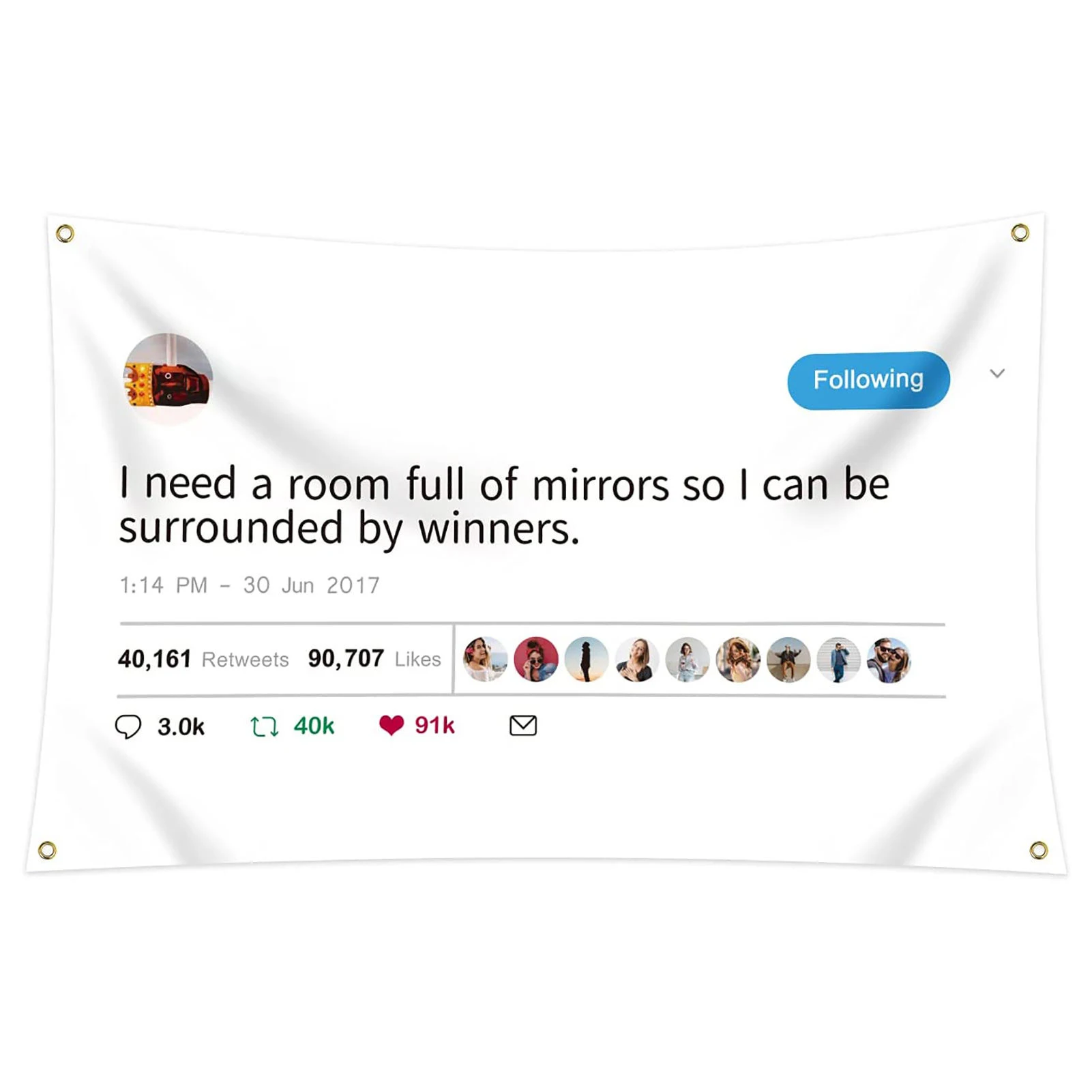 KanyeWest Rapper Funny Mirrors Tweet Flag - I Need A Room Full Of Mirrors So I Can Be Surrounded By Winners 3x5 Feet /90x150cm