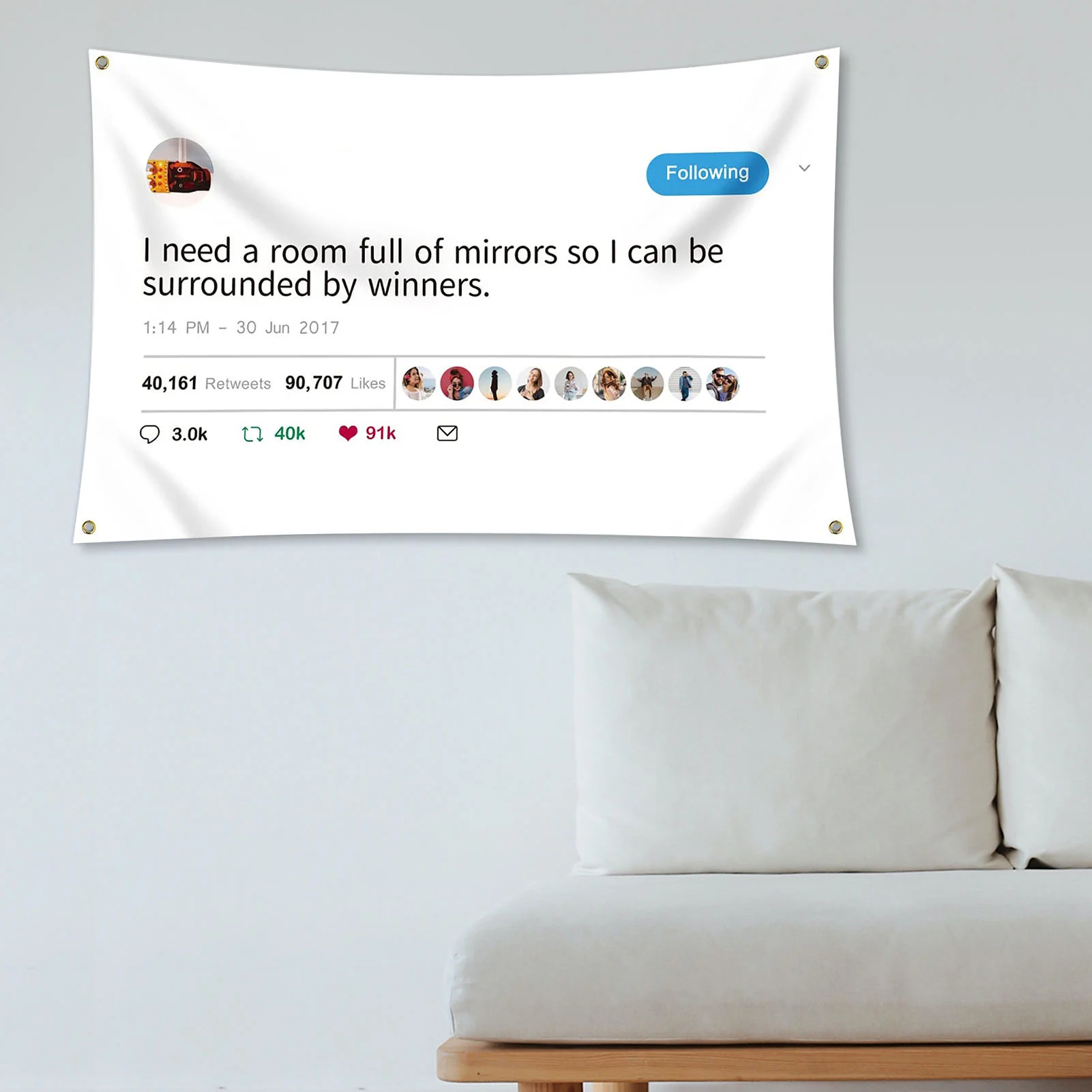 KanyeWest Rapper Funny Mirrors Tweet Flag - I Need A Room Full Of Mirrors So I Can Be Surrounded By Winners 3x5 Feet /90x150cm