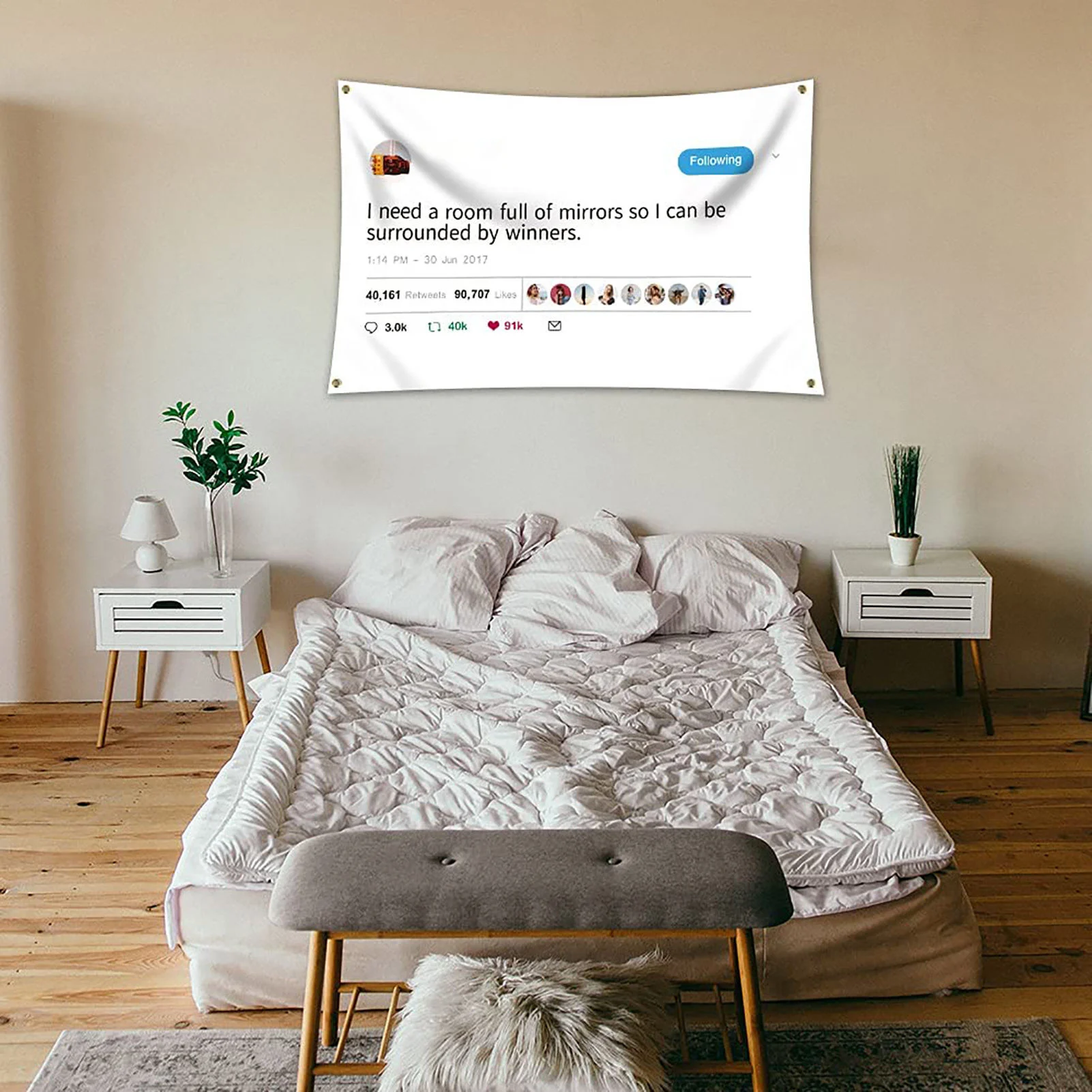 KanyeWest Rapper Funny Mirrors Tweet Flag - I Need A Room Full Of Mirrors So I Can Be Surrounded By Winners 3x5 Feet /90x150cm