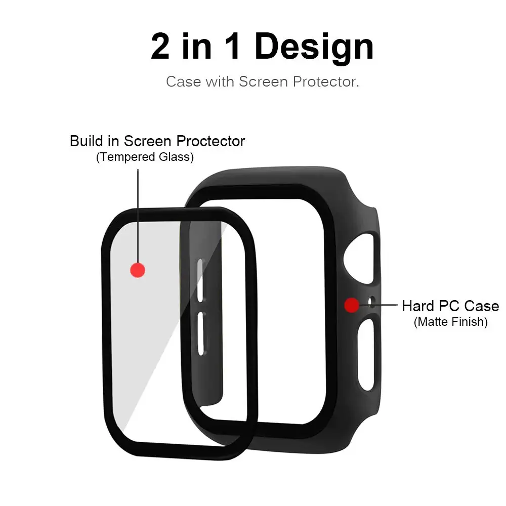 Glass+Cover for Apple Watch Case 44mm 40mm 45mm 41mm 42mm 38mm iWatch Accessory Screen Protector Apple Watch Series 3 6 SE 7 8 9