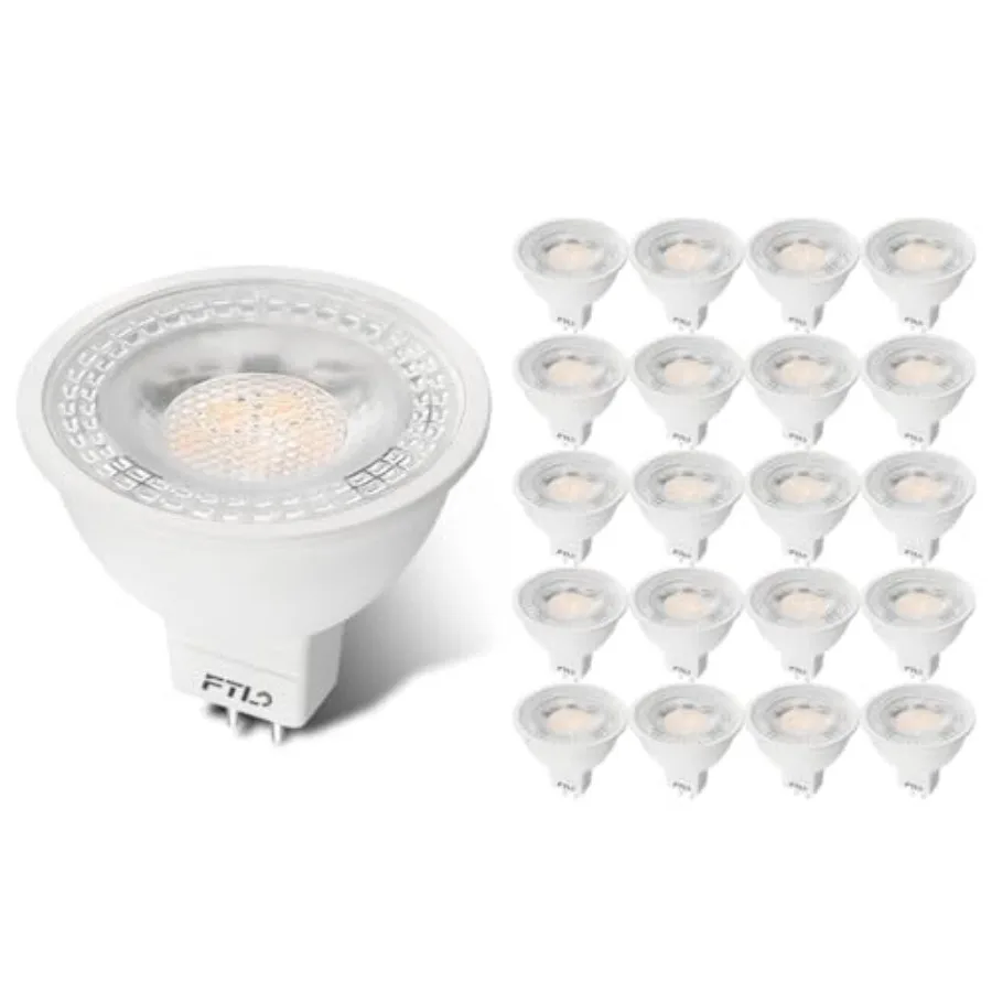 20-Pack MR16 LED Bulb 5000K GU5.3 12V 50W 5W Non-Dimmable Halogen Equivalent Spotlight 40 Degree Outdoor Landscape Light Bulbs