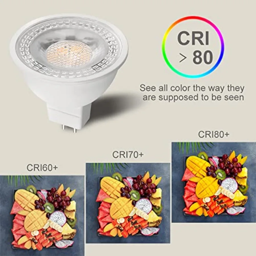 20-Pack MR16 LED Bulb 5000K GU5.3 12V 50W 5W Non-Dimmable Halogen Equivalent Spotlight 40 Degree Outdoor Landscape Light Bulbs