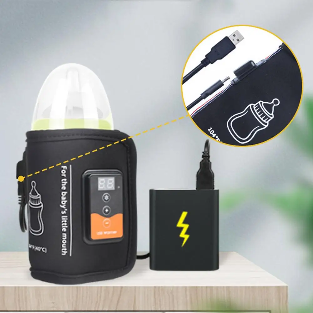 Baby Milk Bottle Warmer Thermostat Bag Car Portable USB Heating Intelligent Warm Milk Tool Insulation Cover Baby Bottle Warmer