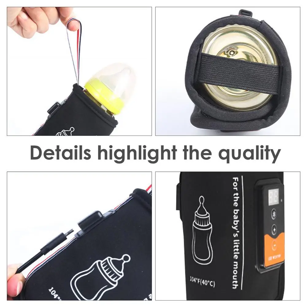 Baby Milk Bottle Warmer Thermostat Bag Car Portable USB Heating Intelligent Warm Milk Tool Insulation Cover Baby Bottle Warmer