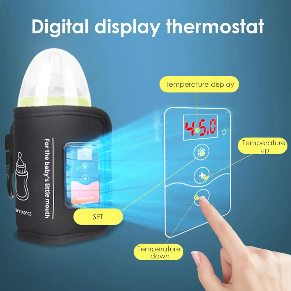 Baby Milk Bottle Warmer Thermostat Bag Car Portable USB Heating Intelligent Warm Milk Tool Insulation Cover Baby Bottle Warmer