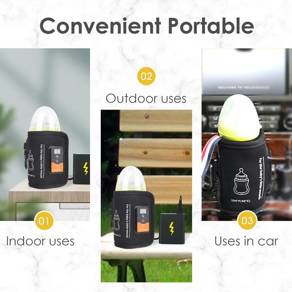 Baby Milk Bottle Warmer Thermostat Bag Car Portable USB Heating Intelligent Warm Milk Tool Insulation Cover Baby Bottle Warmer