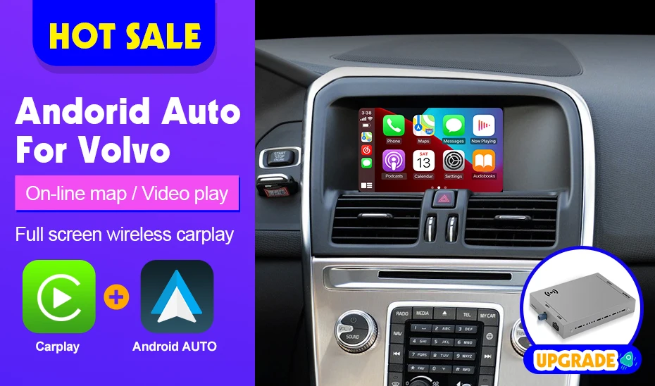 ISUDAR Wireless Carplay Module For Volvo XC90/XC60/XC40/S90/S60/V90/V60 Carplay AI Upgrade Adapter Android Auto Hicar Bluetooth
