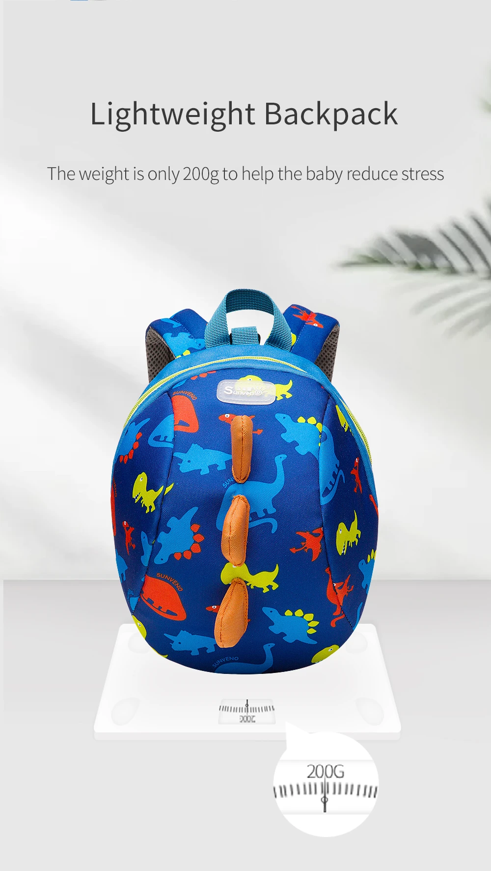 Sunveno Children's Backpack Bag for Boys Girls Toddler Preschool Kids Lunch Bag – Safety Harness Leash,Dinosaur, Lightweight