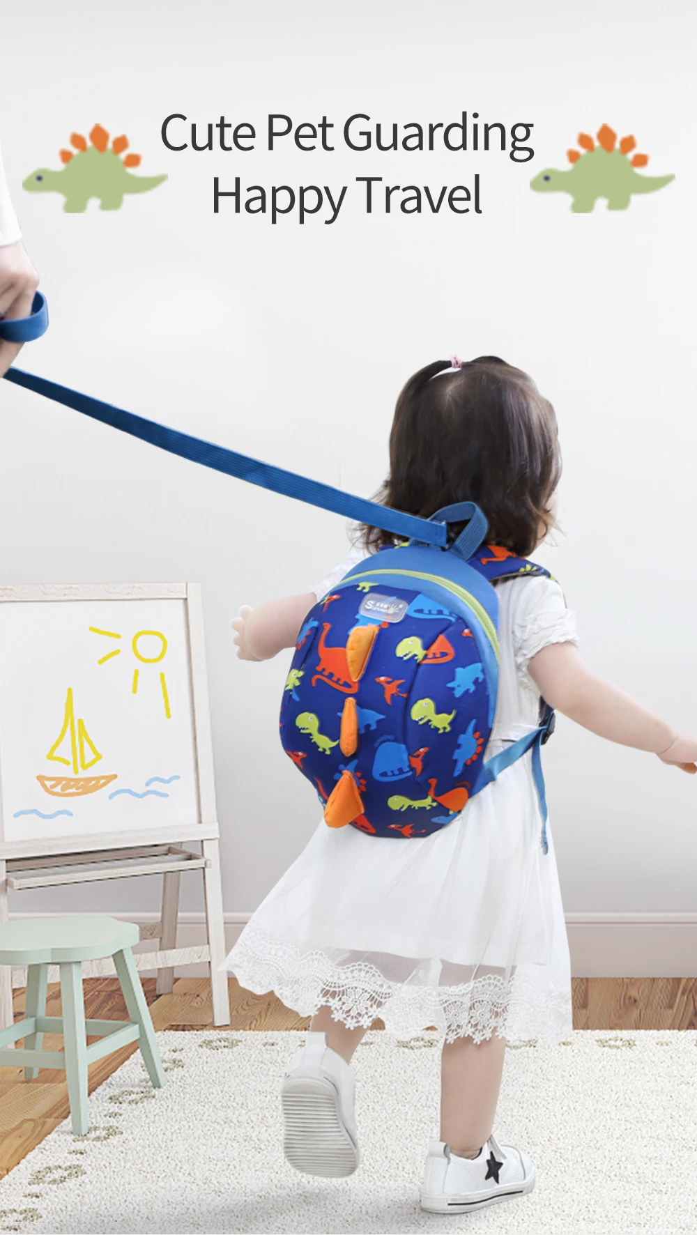 Sunveno Children's Backpack Bag for Boys Girls Toddler Preschool Kids Lunch Bag – Safety Harness Leash,Dinosaur, Lightweight