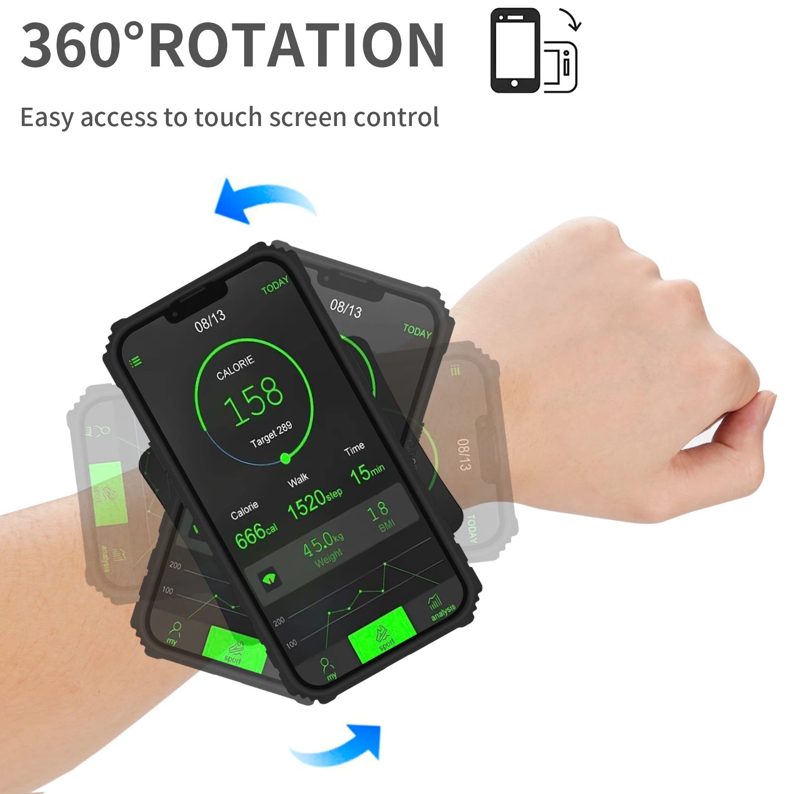 for Samsung Galaxy S21 Note 20 Ultra 5G Wristband Phone Holder, 360° Rotatable Forearm Armband Great for Hiking Biking Running