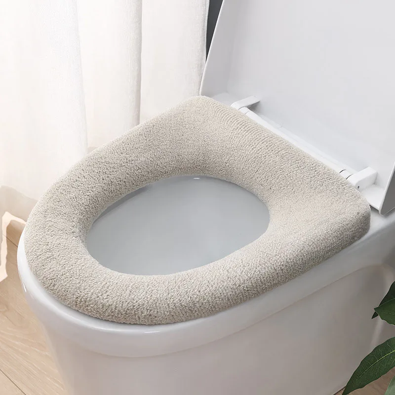 Bathroom Toilet Seat Closestool Washable Soft Winter Warmer Mat Pad Cushion O-shape Toilet seat Bidet Covers