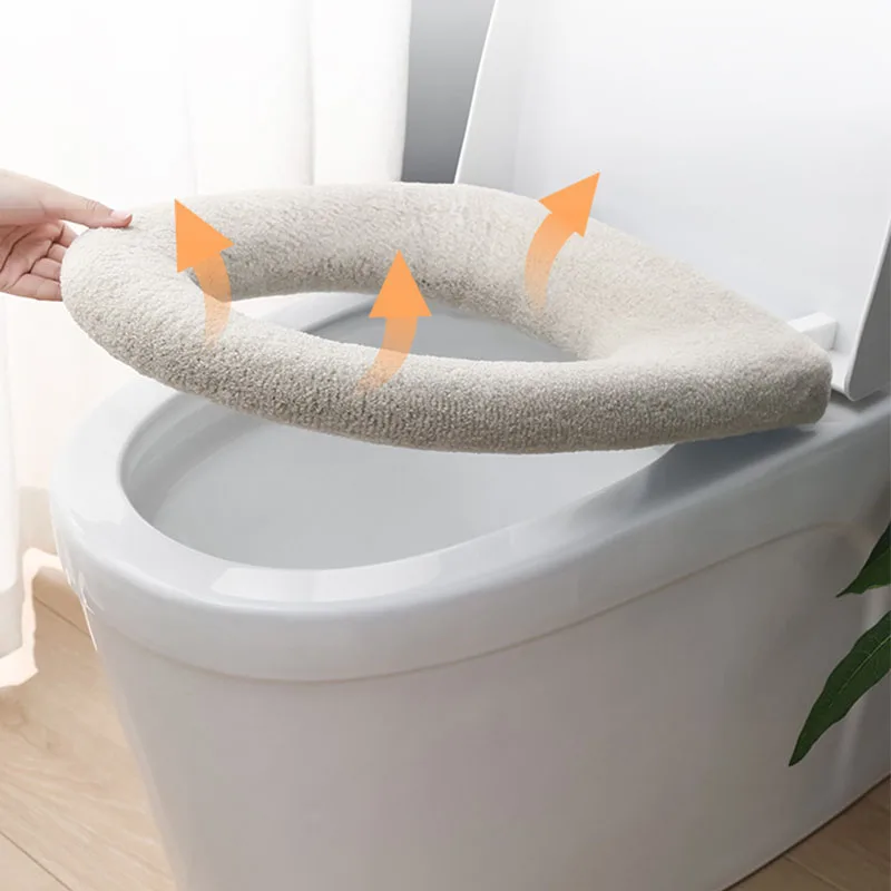 Bathroom Toilet Seat Closestool Washable Soft Winter Warmer Mat Pad Cushion O-shape Toilet seat Bidet Covers
