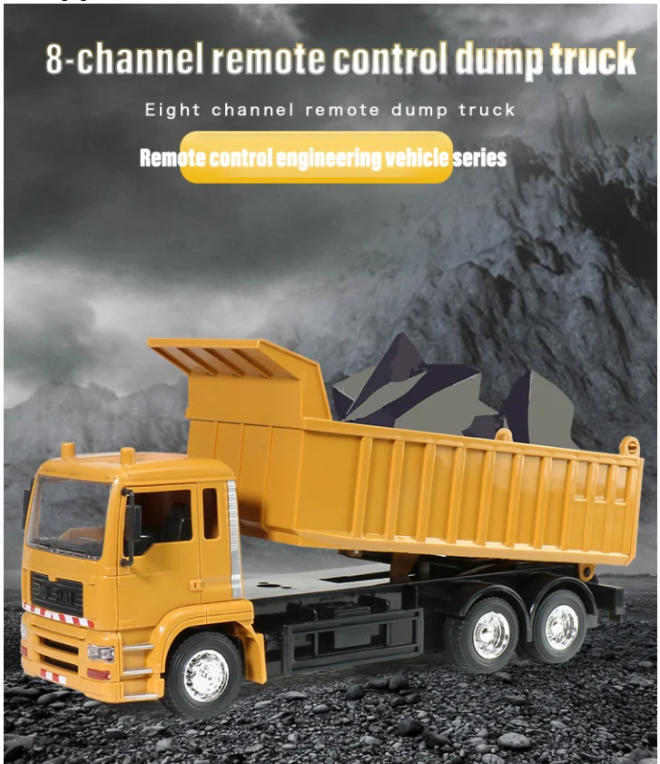 2.4GHZ Rc Cars Dump Truck Vehicle For Children Boys Xmas Birthday Gifts Simulation City Transporter Engineering Model Beach Toys