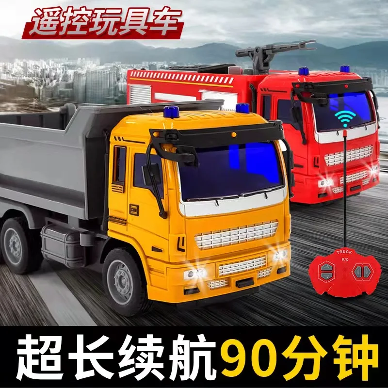 2.4GHZ Rc Cars Dump Truck Vehicle For Children Boys Xmas Birthday Gifts Simulation City Transporter Engineering Model Beach Toys