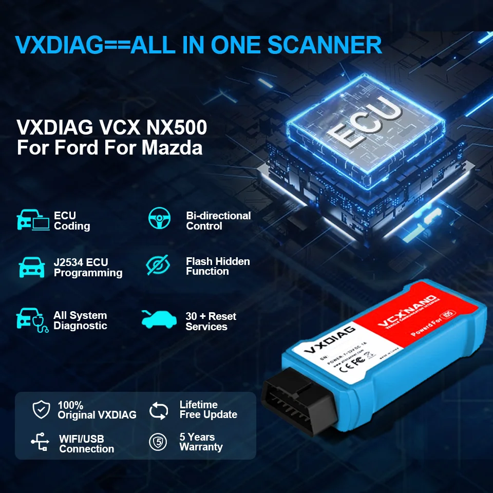VXDIAG VCX NX500 For Ford/Mazda 2 in 1 IDSV129 J2534 ECU Programming Coding OBD2 scanner programmer diagnostic tools Free update