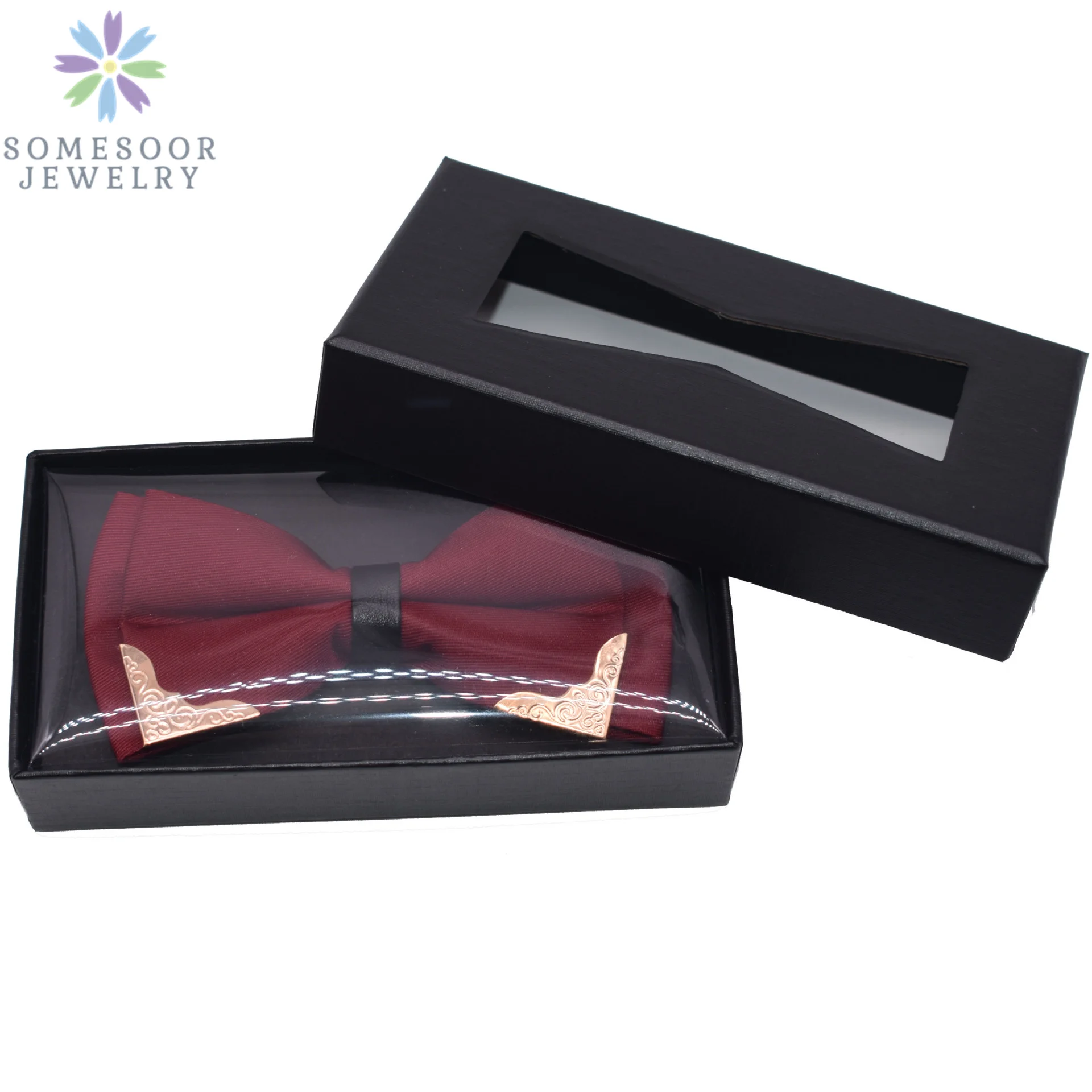 SOMESOOR Fashion Bowtie Gift Box Fit Wedding Suits Necktie Shirt Bowknots Storage Boxes Organizer Case For Men Women