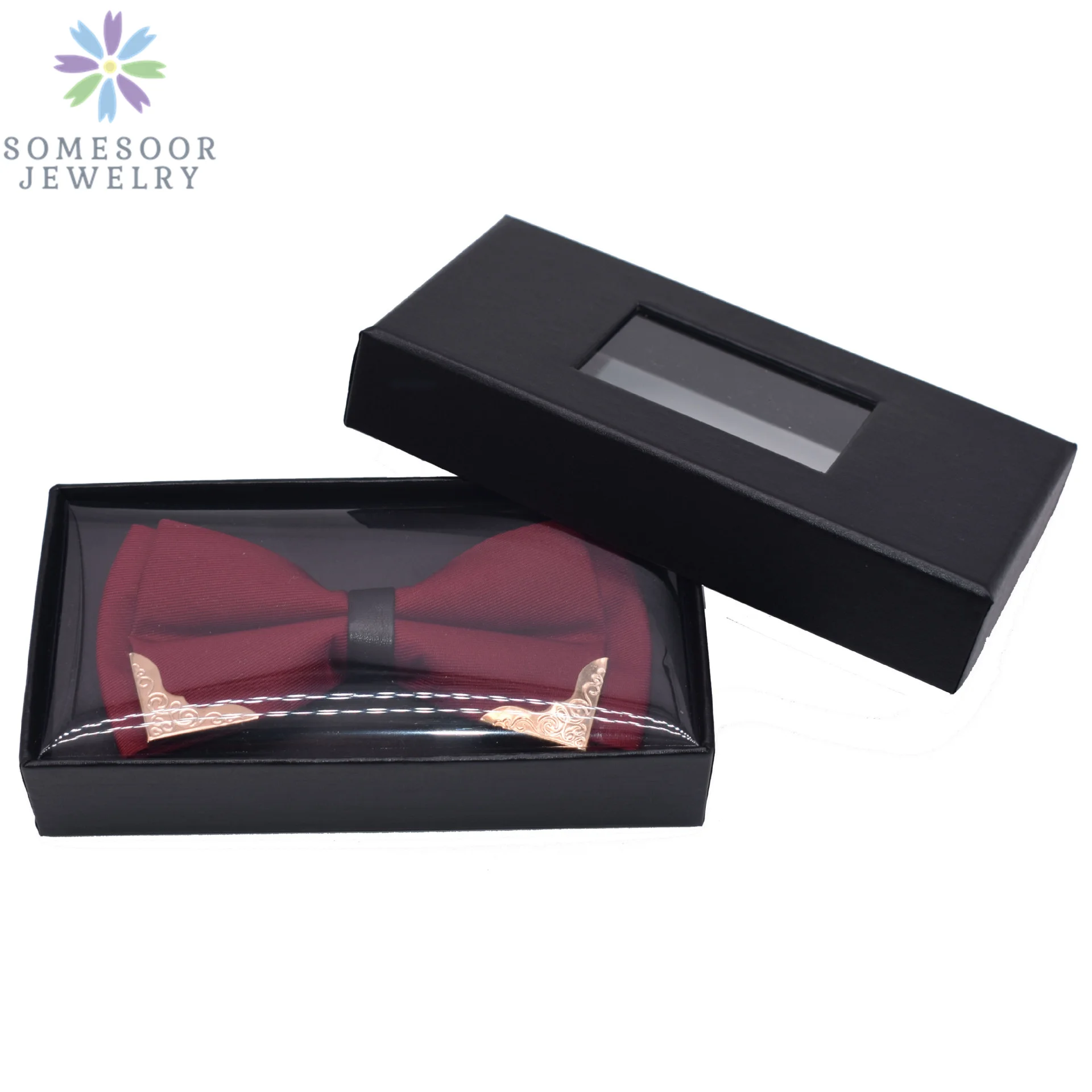 SOMESOOR Fashion Bowtie Gift Box Fit Wedding Suits Necktie Shirt Bowknots Storage Boxes Organizer Case For Men Women