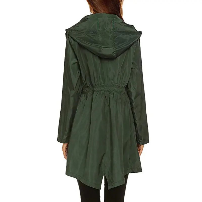 Women Fashion All Seasons Outdoor Waterproof Rain Jacket Casual Loose Hooded Windproof Coat Climbing Windbreaker Jacket