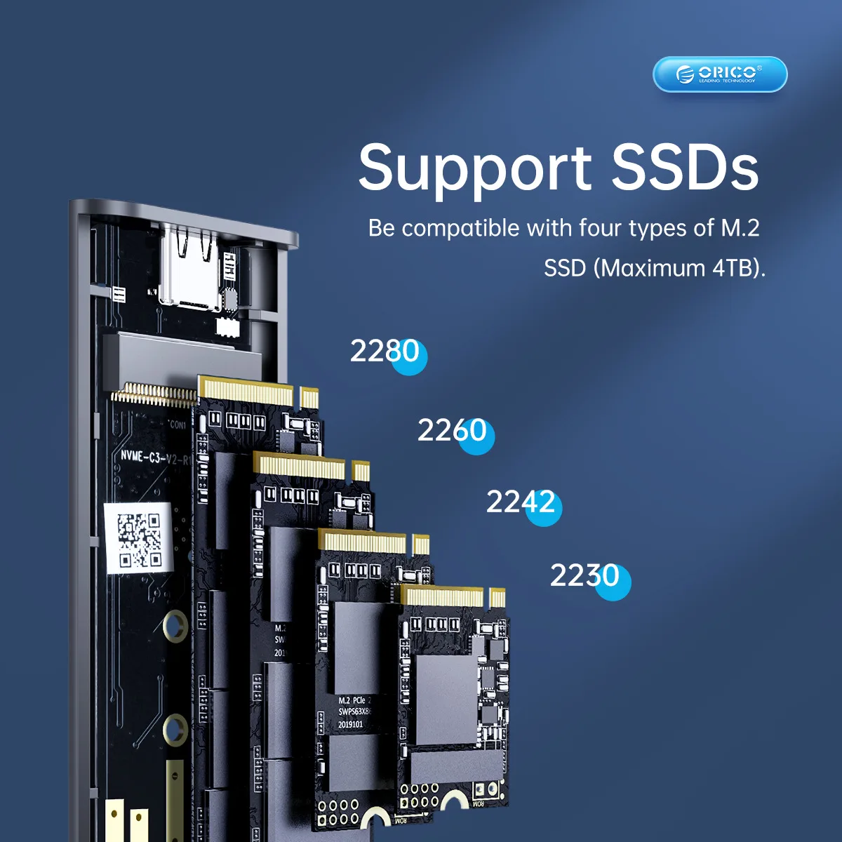 ORICO Dual Bay Aluminum M2 NVMe SSD Enclosure USB3.1 Gen2 10Gbps For M Key M&B Key NVMe PCIe SSD With Built-in Cooling Vest