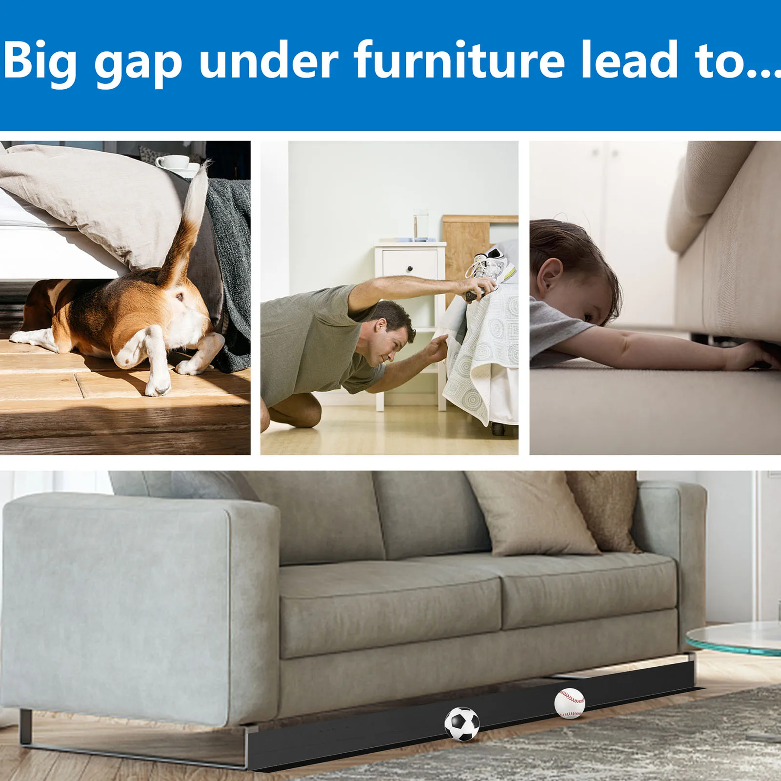 Toy Blockers For Furniture Under Couch Blocker Adjustable Bumper Stop Things From Going Under Sofa Furniture Bed For Pets Kids