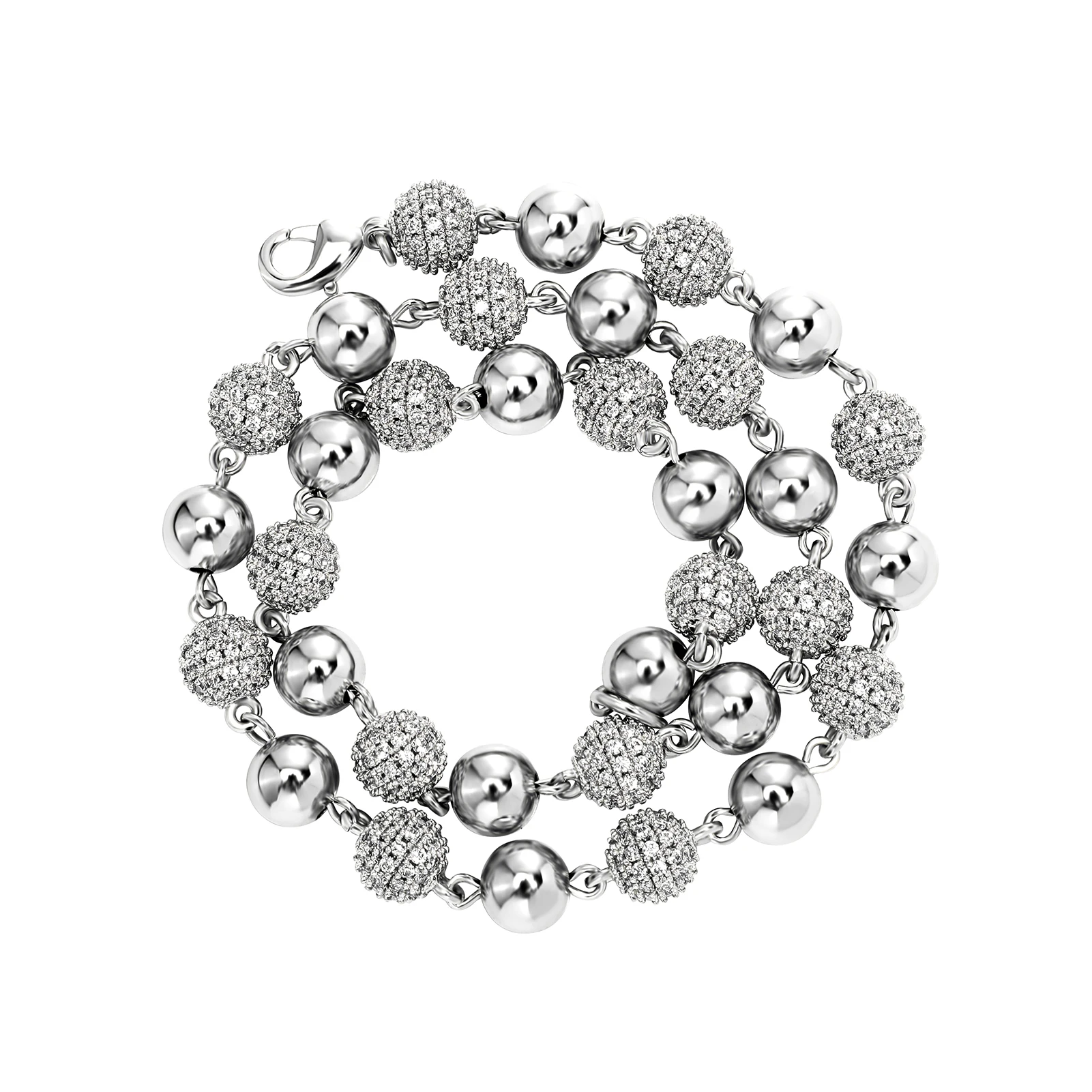 GUCY 6MM And 8MM Heavy Bead Round Cubic Zircon Iced Out Necklaces For Men Women Jewelry Gift