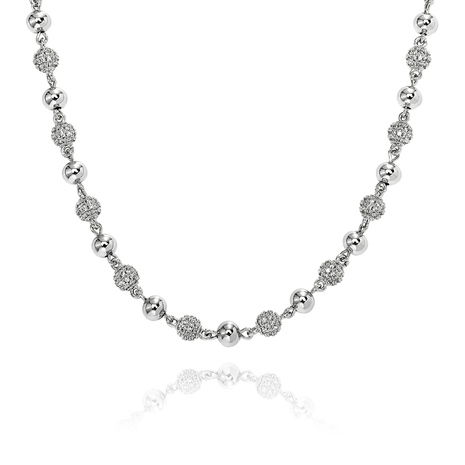 GUCY 6MM And 8MM Heavy Bead Round Cubic Zircon Iced Out Necklaces For Men Women Jewelry Gift