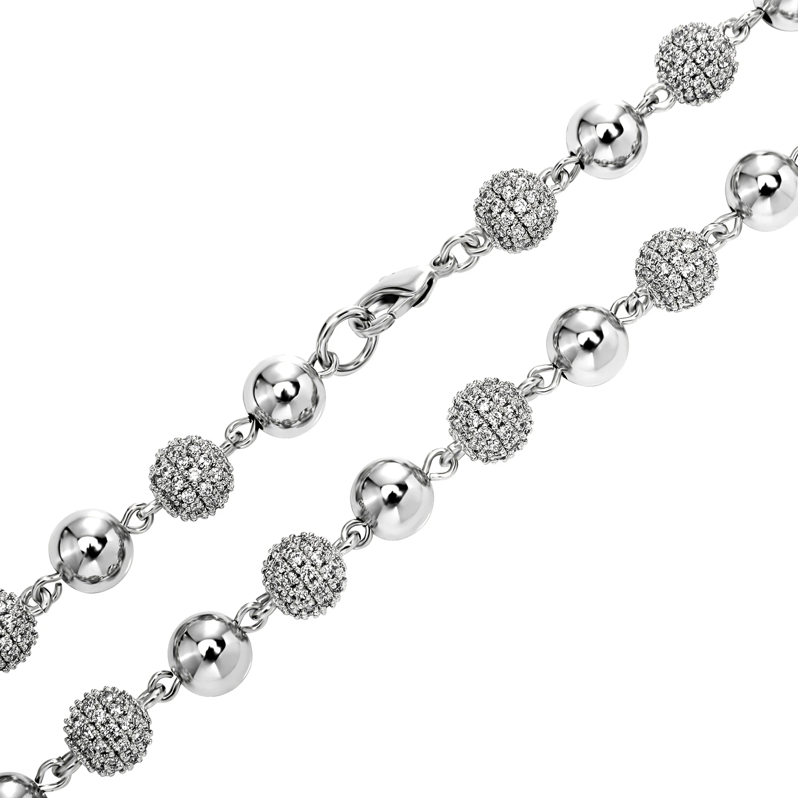 GUCY 6MM And 8MM Heavy Bead Round Cubic Zircon Iced Out Necklaces For Men Women Jewelry Gift
