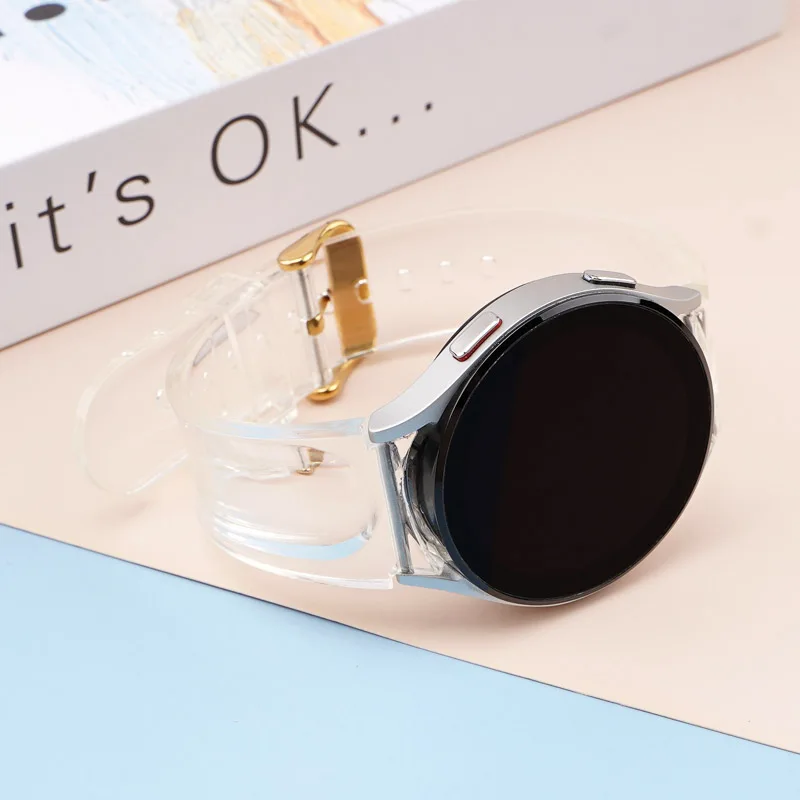 Band For Samsung Galaxy Watch 4 classic 46mm 42mm No Gaps Transparent Silicone Bracelet correa Galaxy Watch 4 5 44mm 40mm Strap
