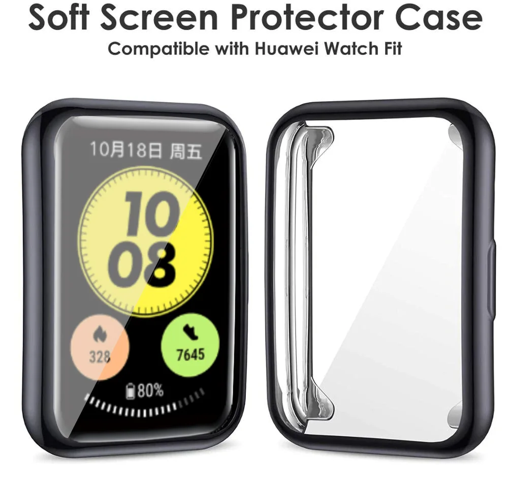 Plated Cover For Huawei Watch fit Case Smartwatch TPU Bumper All-Around Screen Protector Huawei Watch fit new 2021 Case
