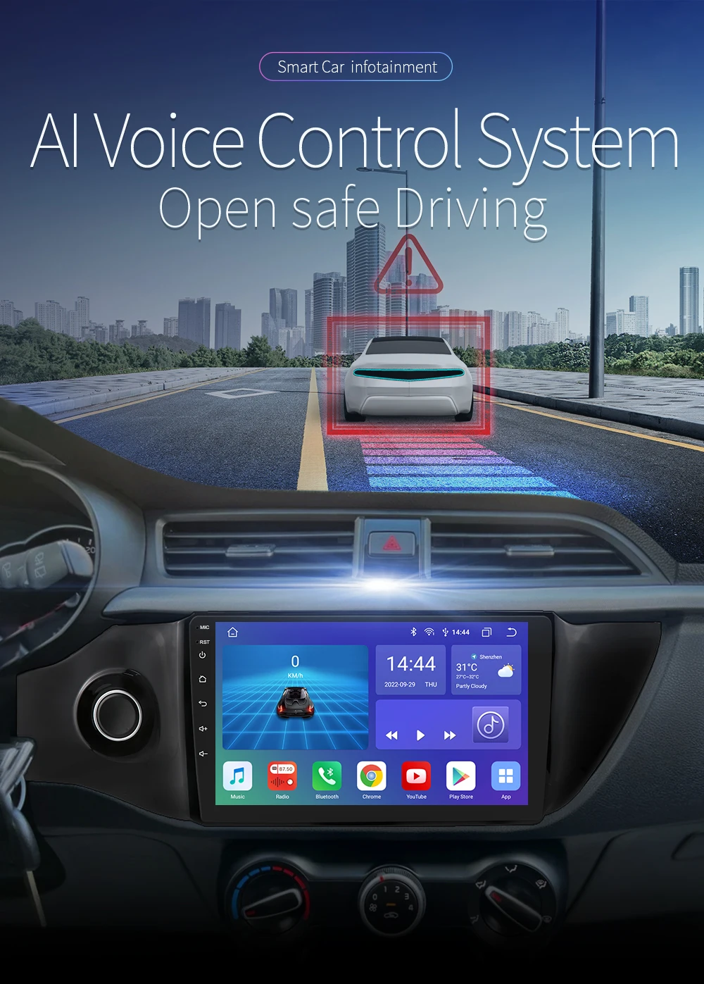 Hizpo 8 Cores Carplay Car Radio Android Auto Multimedia Player For KIA K2 RIO 4 2017-2019 2 Din GPS Navigation Stereo 8G 128G