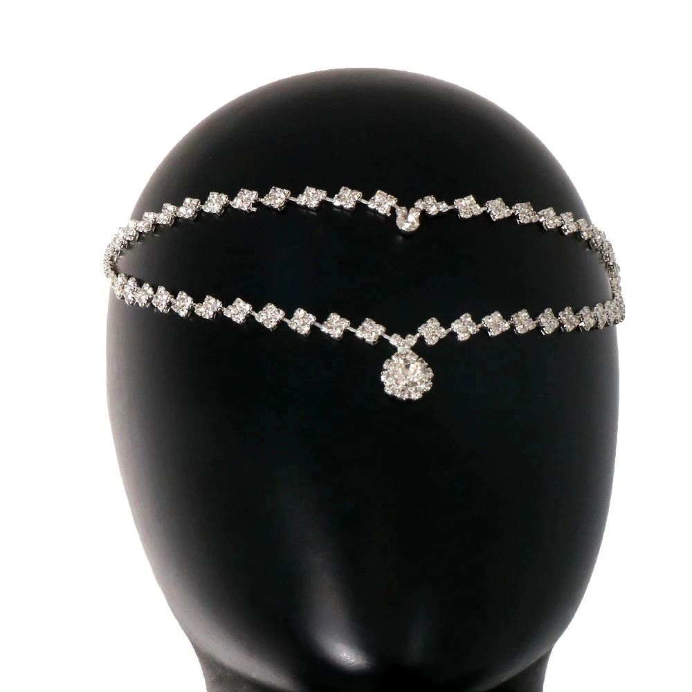 Stonefans Double Layer Hair Clip Accessories for Women Gilrs Headwear Headpiece Dress Lozenge Head Chain Jewelry Indian Wedding