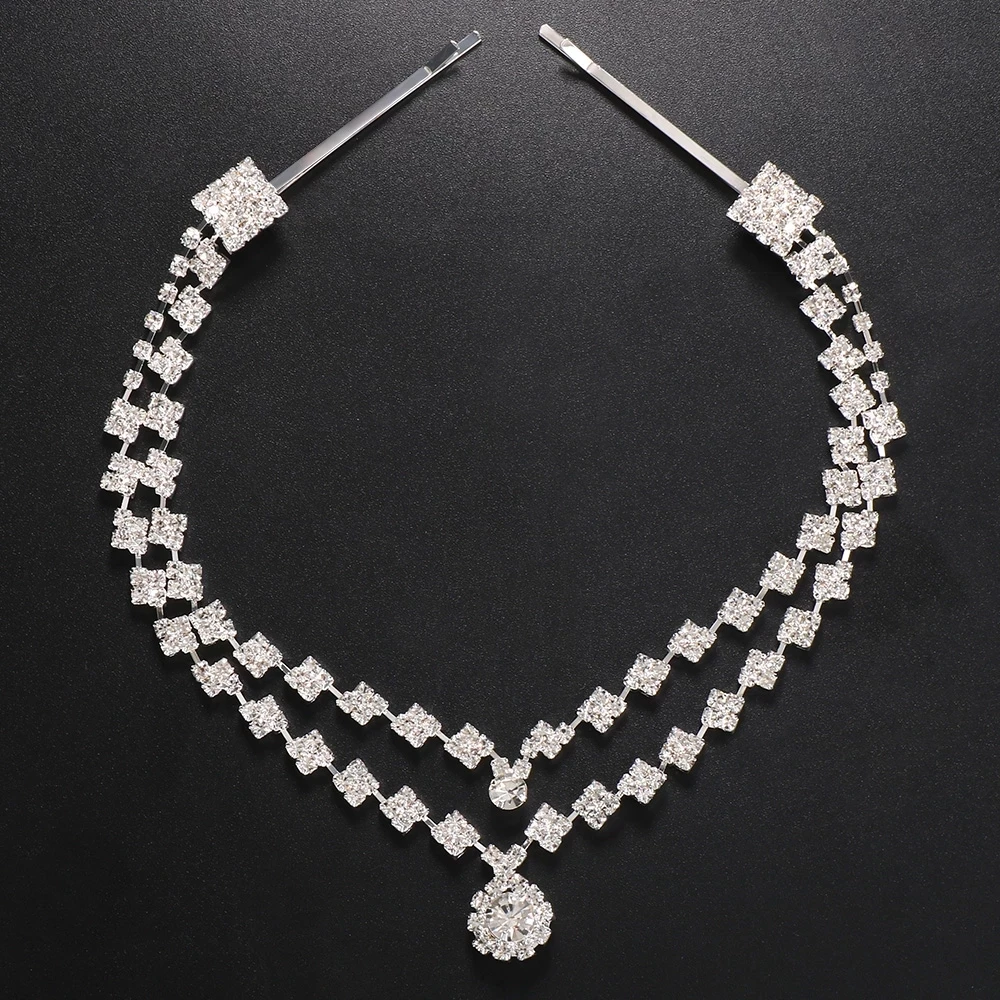 Stonefans Double Layer Hair Clip Accessories for Women Gilrs Headwear Headpiece Dress Lozenge Head Chain Jewelry Indian Wedding