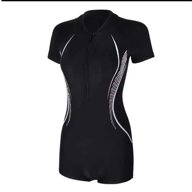 Women One-Piece Swimsuit Polyester Chlorine Resistant Swimwear Surfing Sport Female Swimming Suits With Skirt Hot Spring bathing
