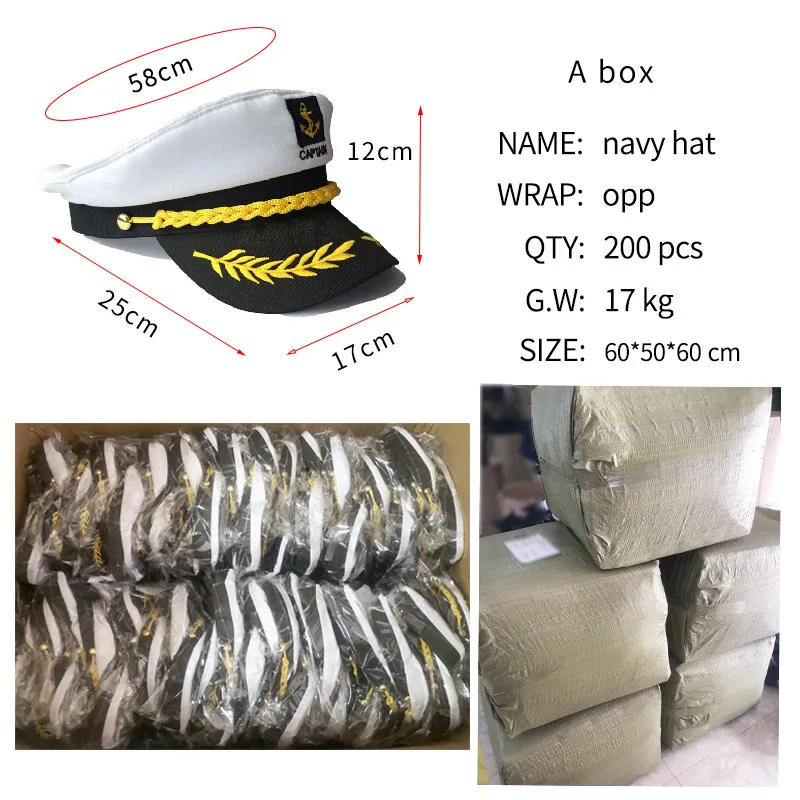 Adult Yacht Military Captain Hats Adjustable Men Women Navy Marine Admiral Cap Costume Party Fancy Dress Accessories
