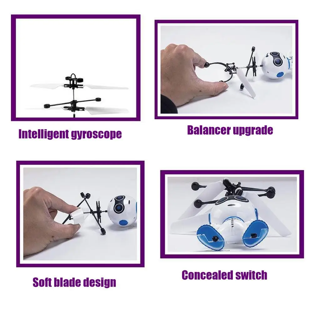 Flying Robot Toys Robot Kids Toys With Conceal Power Switch Robot Airplane Sensing Hand Movements RC Aircraft Remote Control Toy